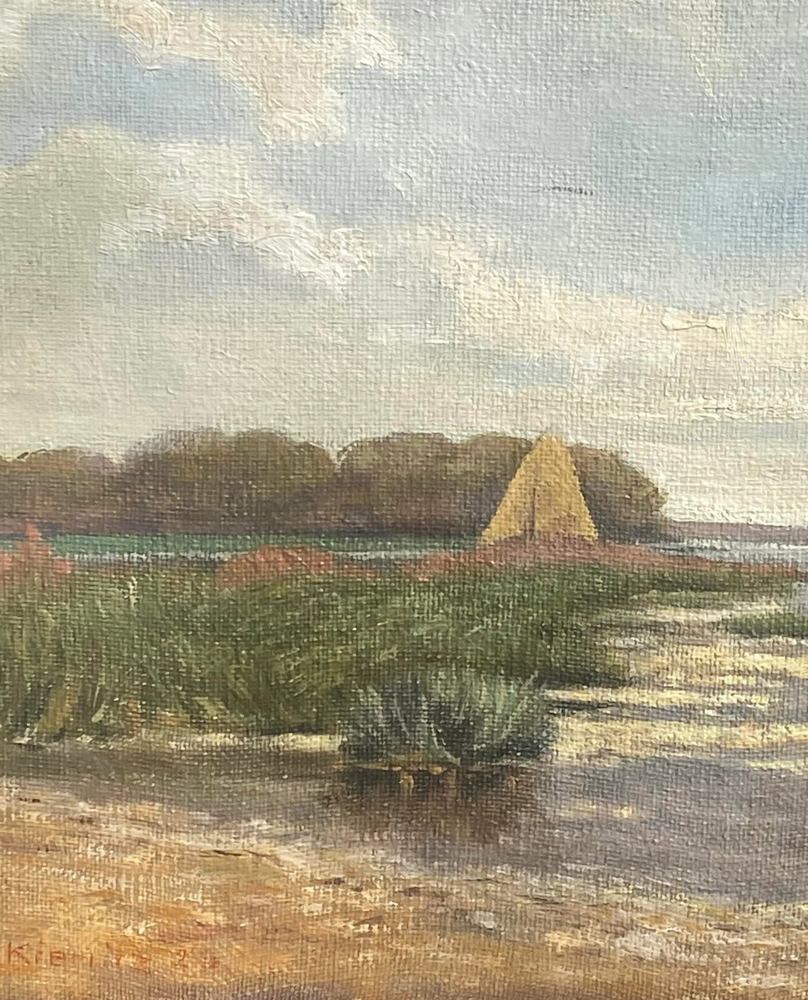 1920 Framed Oil on Board Landscape "Delmarva" by Artist R. Kiemitz - 3