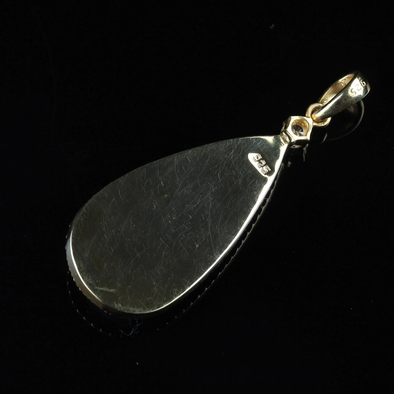 AJD Pendant Teardrop Opal Red & Green Surrounded by Ruby - 5