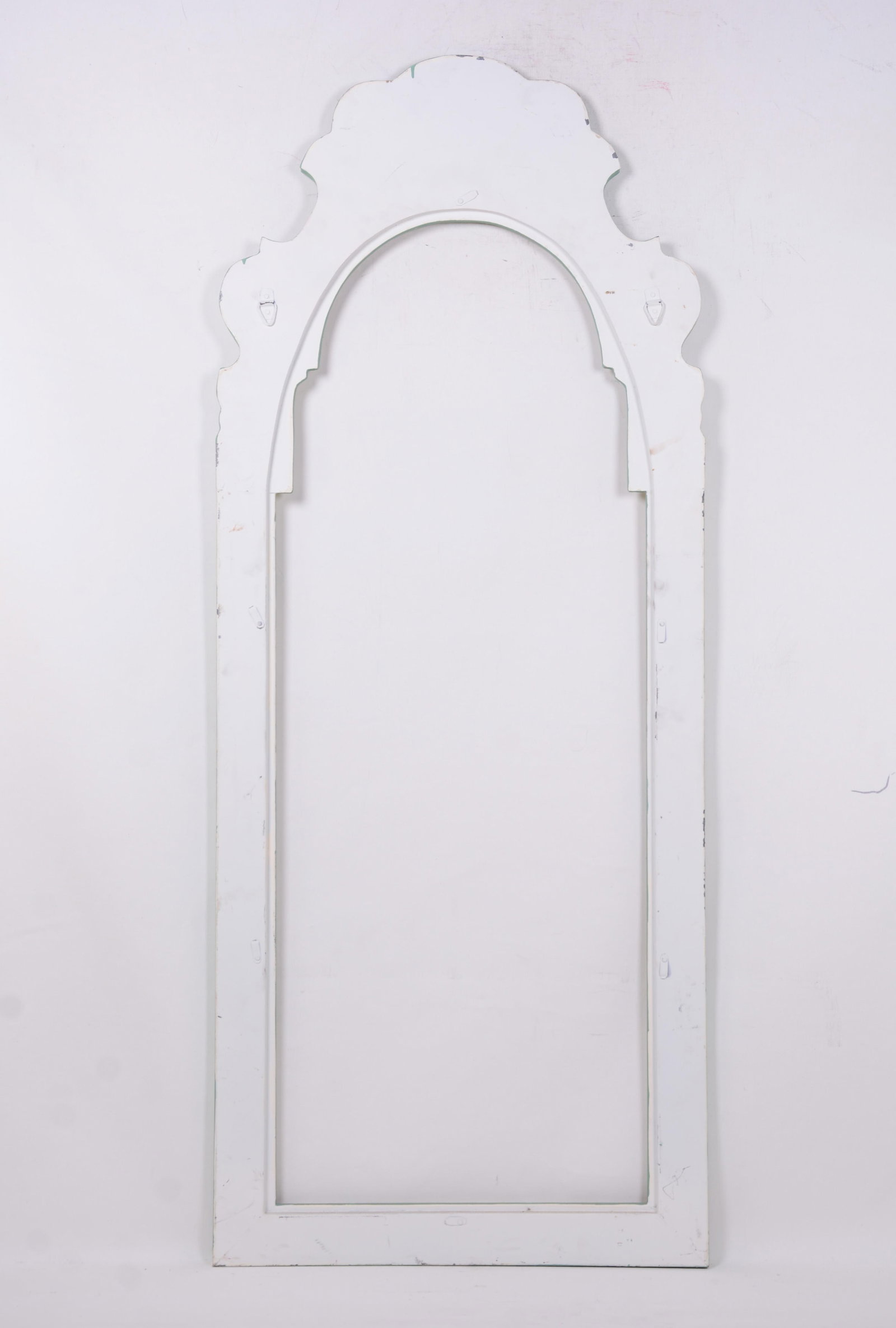 White Hand Painted Green Chinoiseries Style Tole Mirror - 7