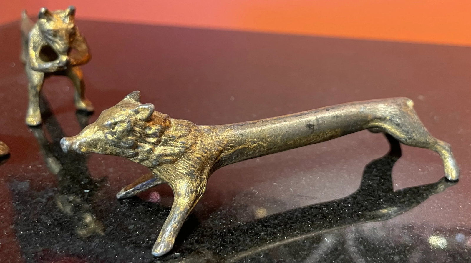 Set of 6 Animalia French Bronzed Knife Rests - 6