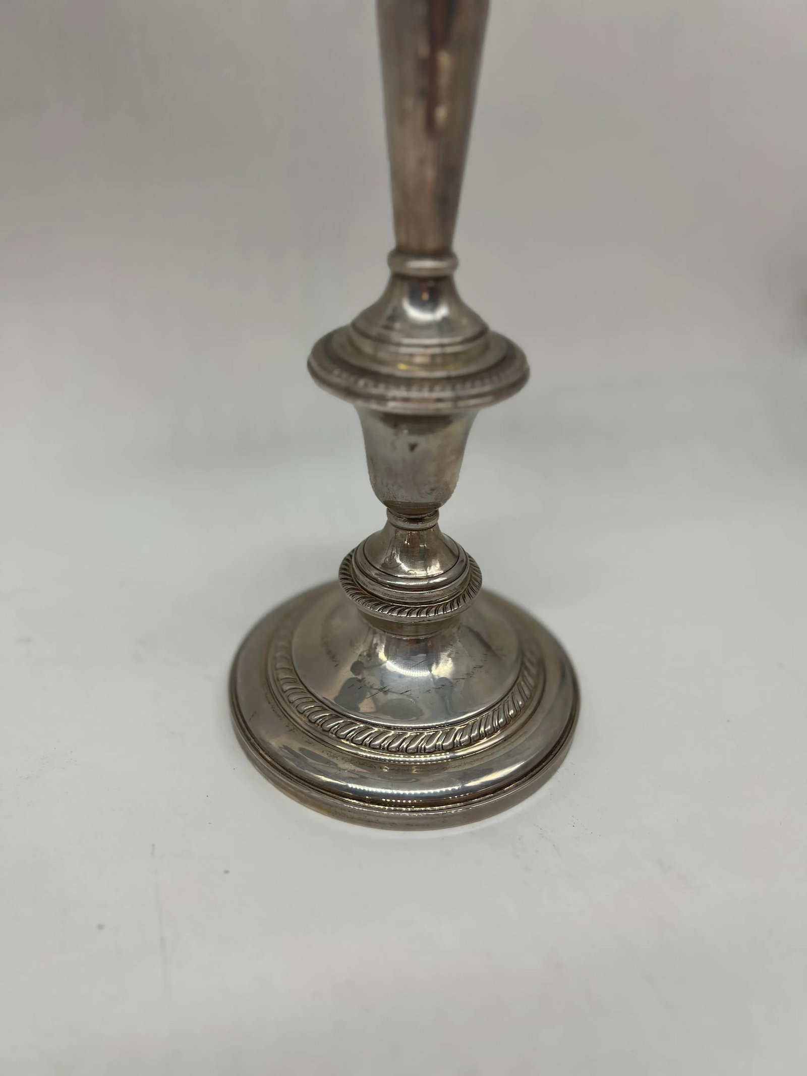 Mid-20th Century Pair of Weighted Sterling Convertible Three Light Candelabra - 6