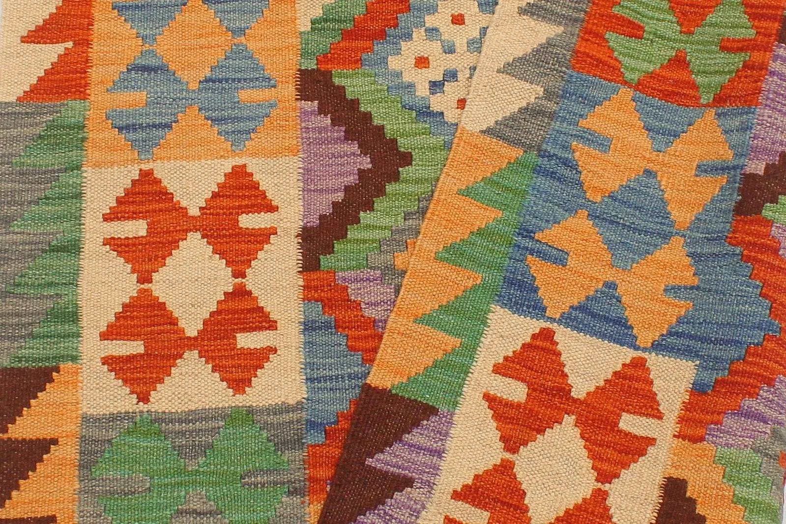Boho Chic Kilim Gray Rust Hand Woven Rug - 2'9" X 9'7" - 4
