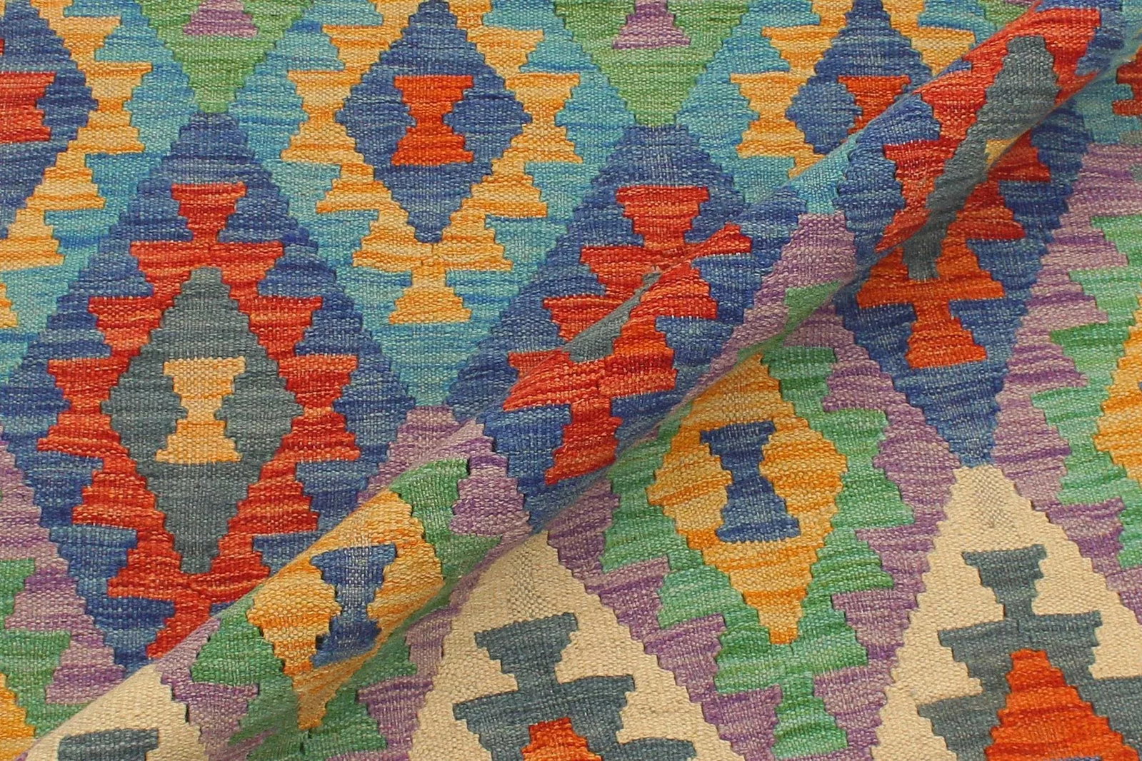 Kilim Rust Blue Hand Woven Rug - 2'9" X 9'7" - 4