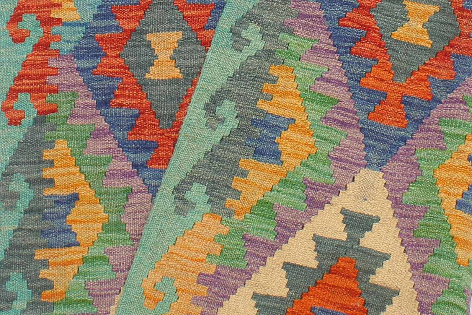 Kilim Rust Blue Hand Woven Rug - 2'9" X 9'7" - 6