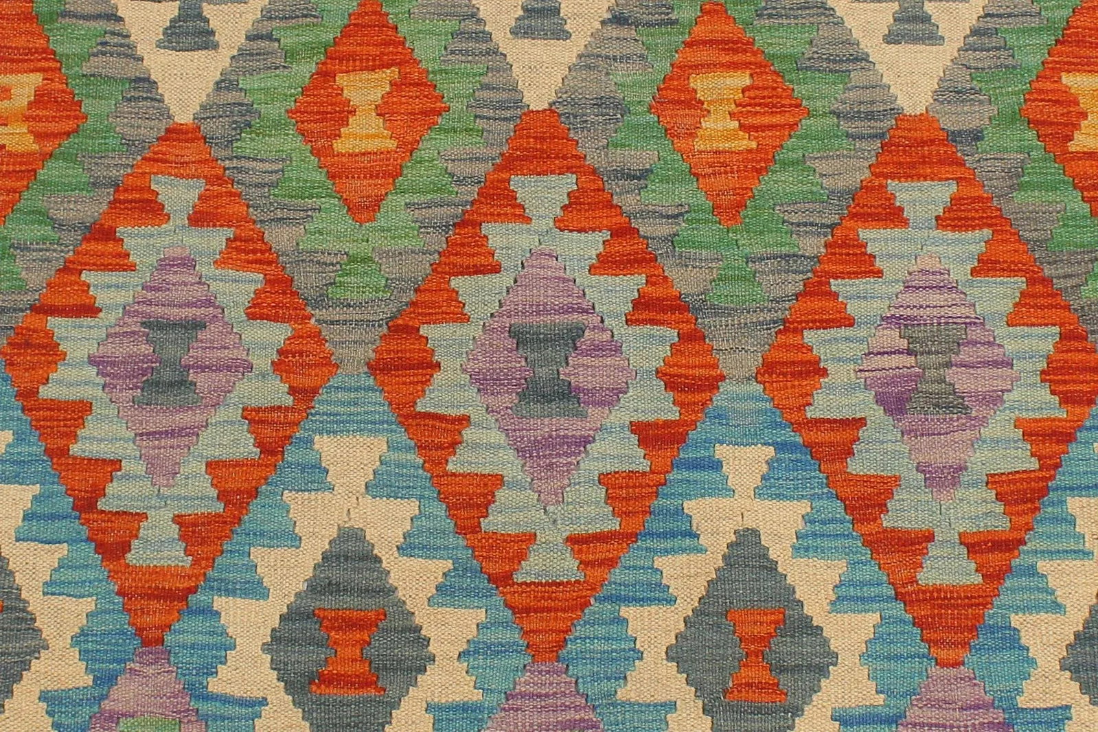 Kilim Rust Blue Hand Woven Rug - 2'9" X 9'7" - 7