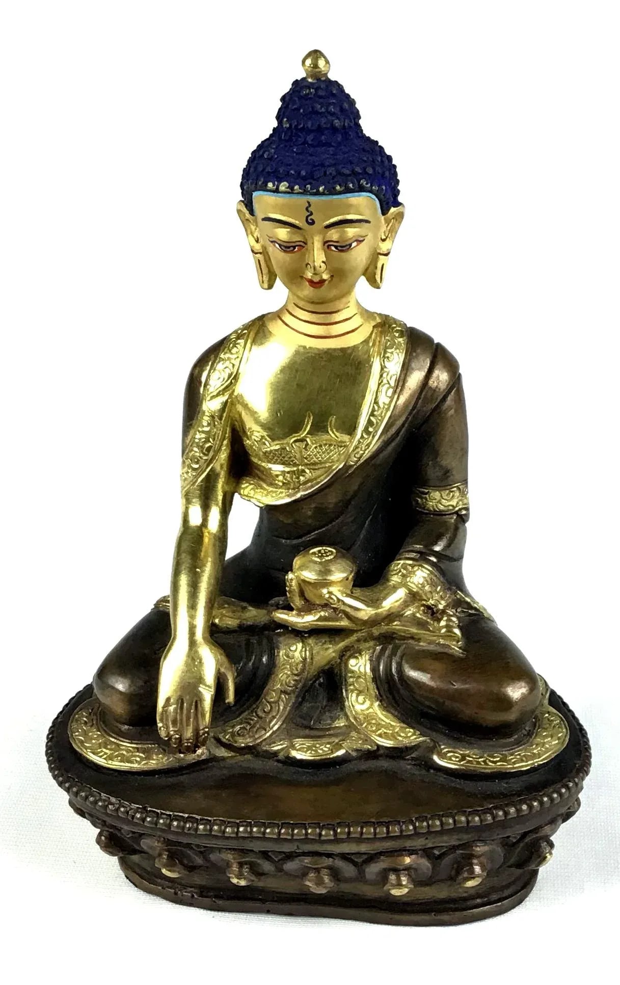 Shakyamuni Buddha Gold & Bronze Nepalese Figurine - 13