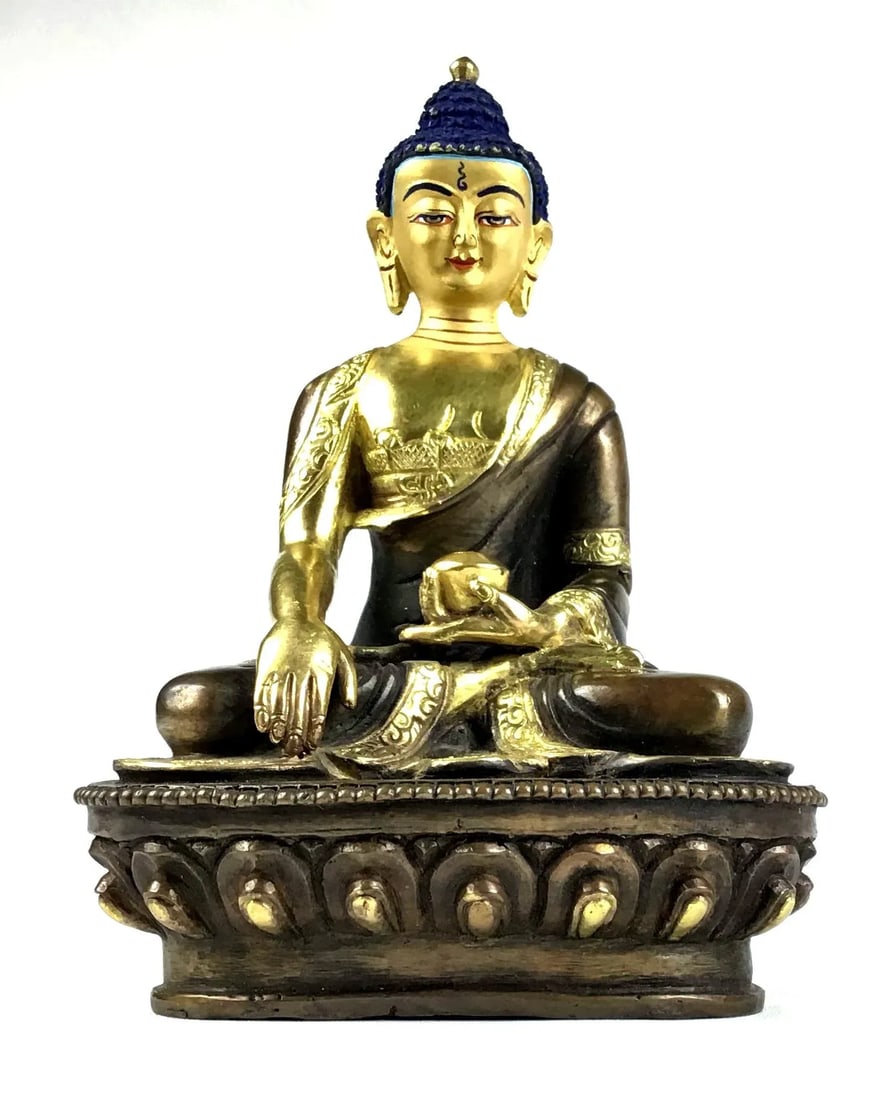 Shakyamuni Buddha Gold & Bronze Nepalese Figurine - 5