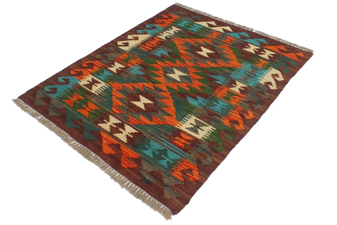 1990s Kilim Rust Brown Wool Rug - 2'0" X 2'11" - 2