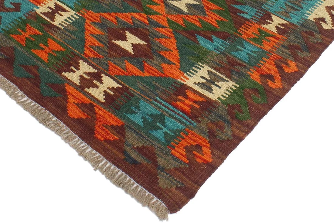 1990s Kilim Rust Brown Wool Rug - 2'0" X 2'11" - 3