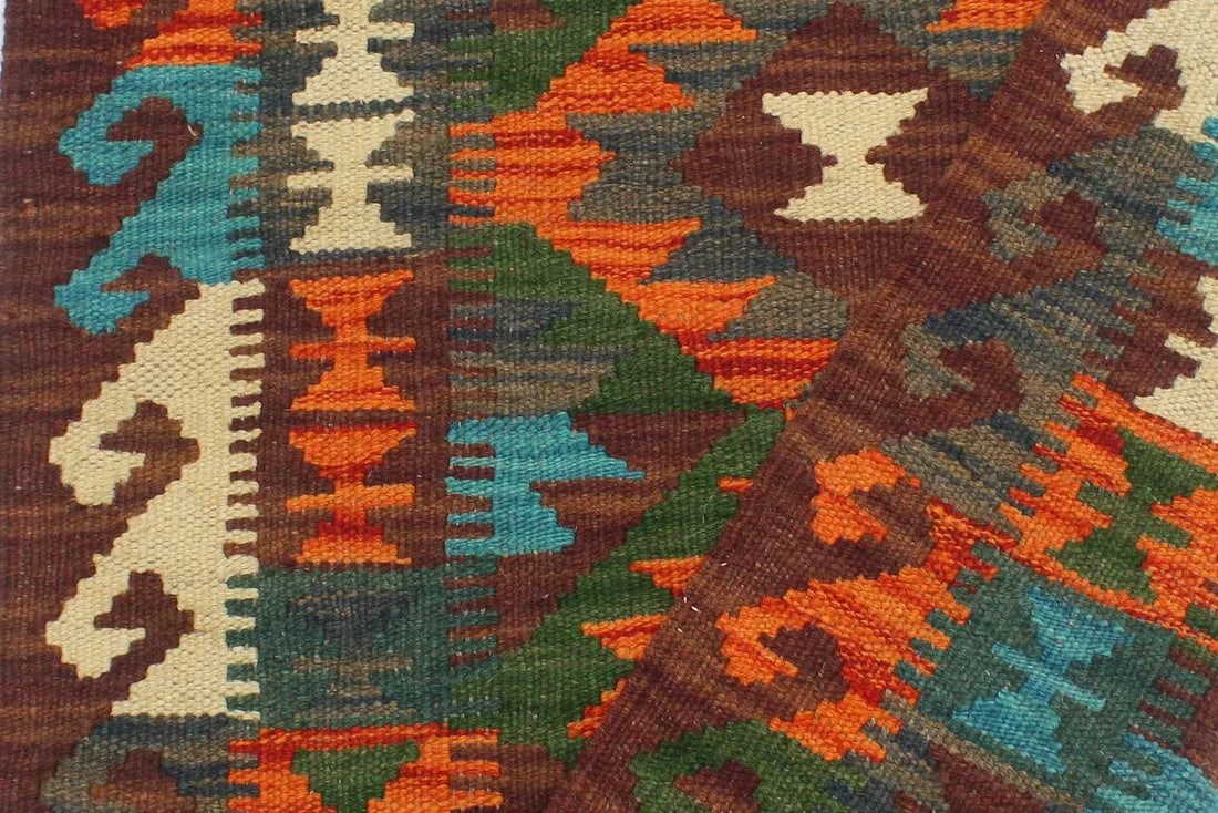1990s Kilim Rust Brown Wool Rug - 2'0" X 2'11" - 4