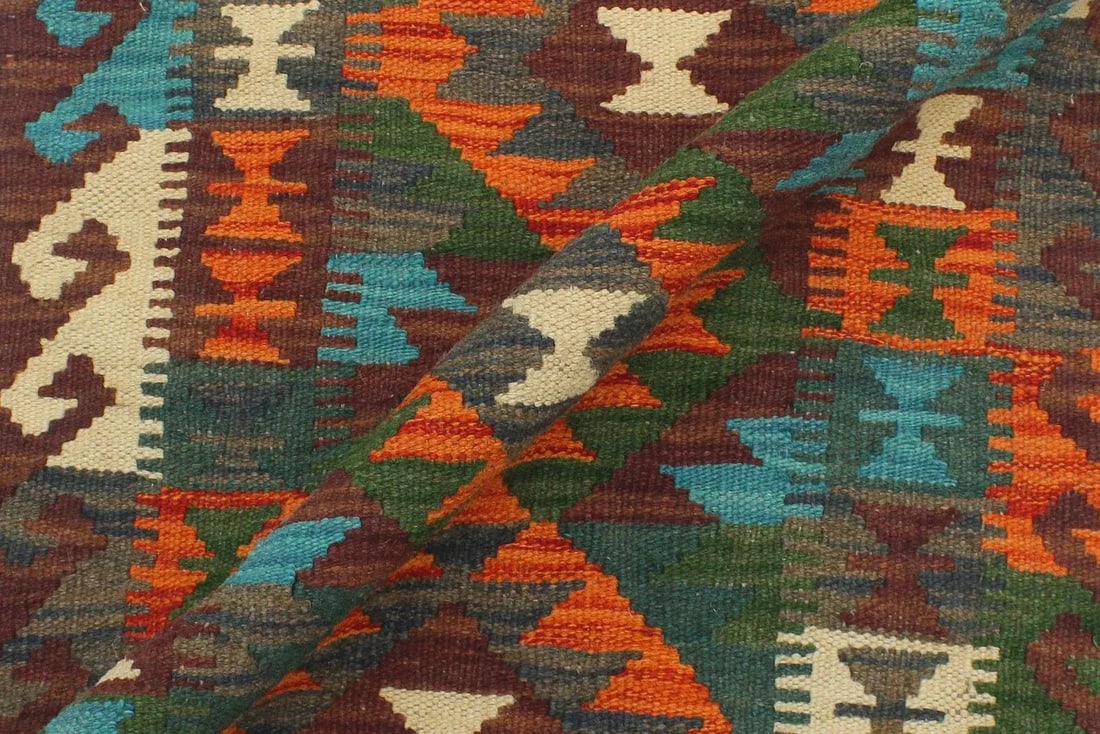 1990s Kilim Rust Brown Wool Rug - 2'0" X 2'11" - 6