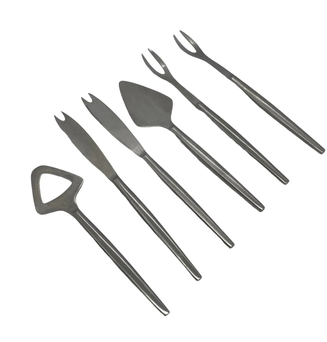 1960's Mid-Century Modern Kalmar Italy 6 Piece Stainless Bar Set - 12