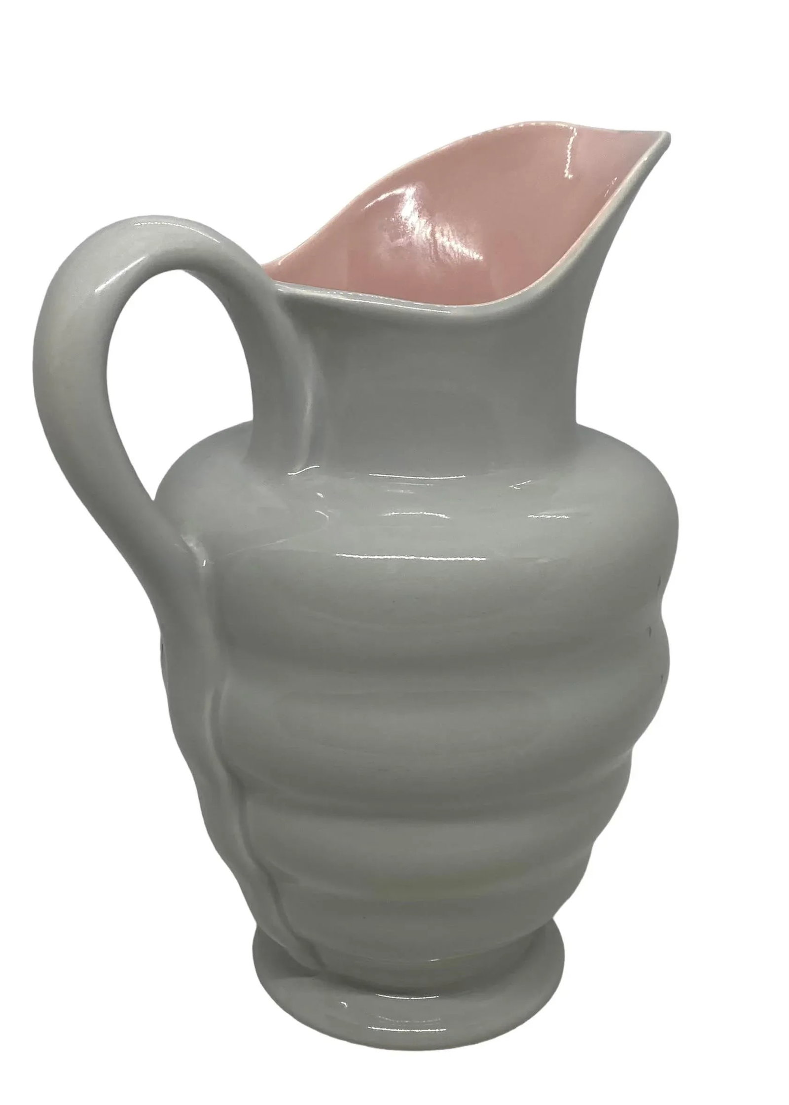 Early 20th Century S. Fielding & Co. English Art Deco Style Crown Devon Gray & Pink Pitcher Pattern - 4