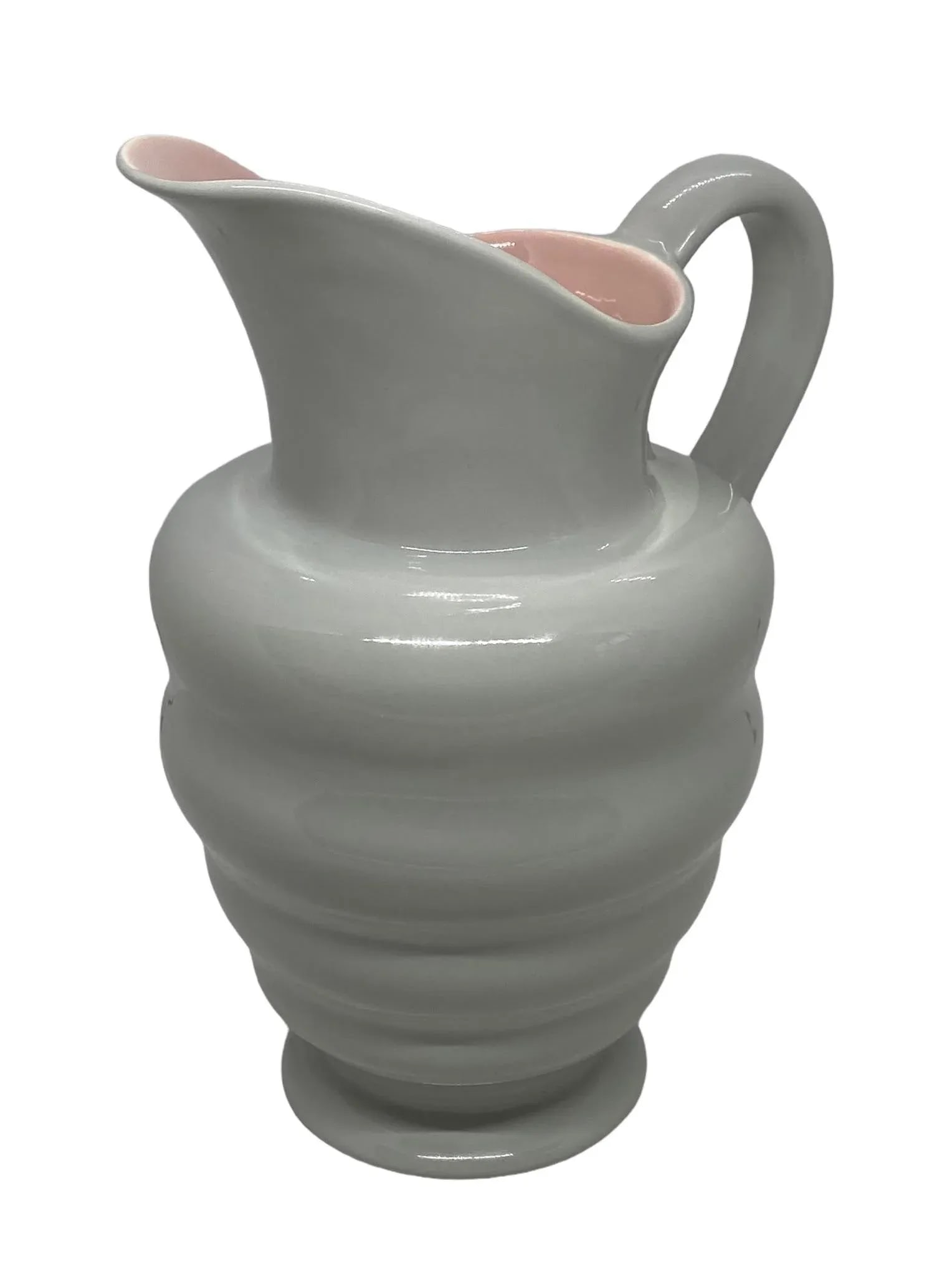 Early 20th Century S. Fielding & Co. English Art Deco Style Crown Devon Gray & Pink Pitcher Pattern - 7