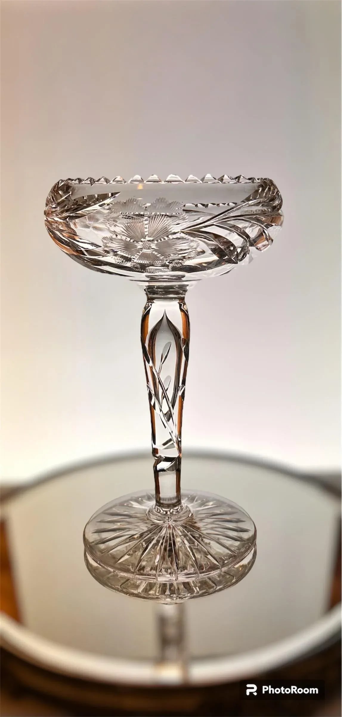 Antique American Brilliant Period Comport Bubble Stem - 2
