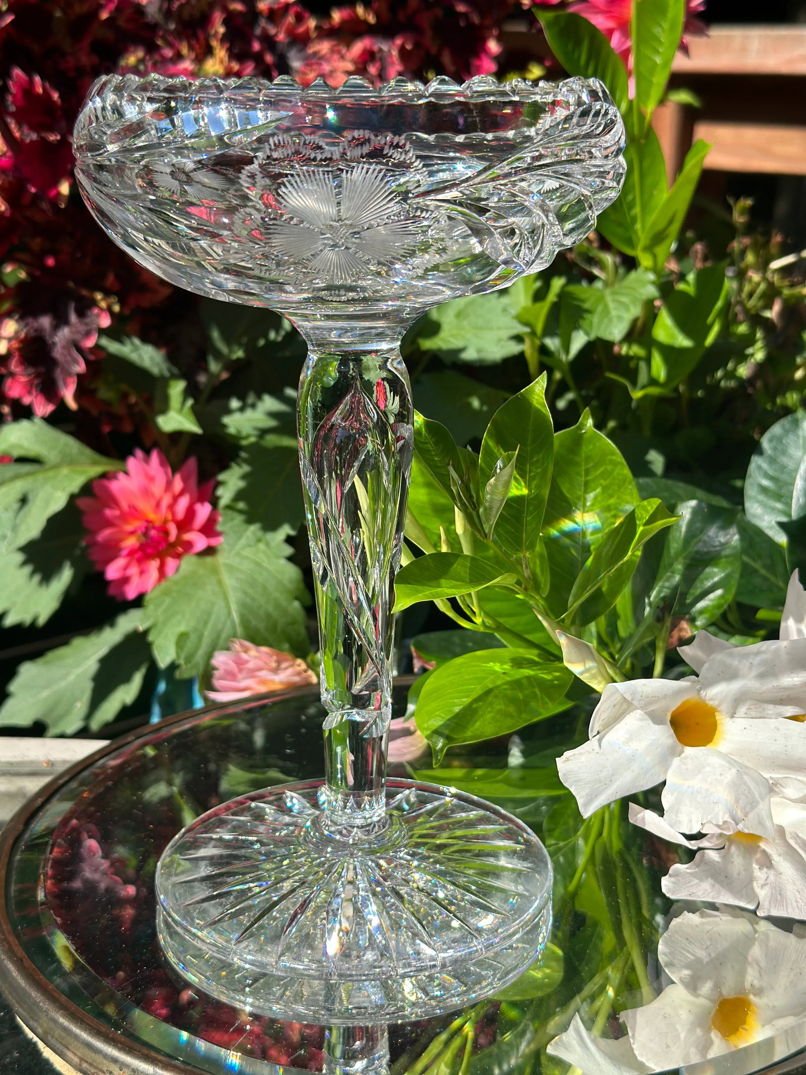 Antique American Brilliant Period Comport Bubble Stem - 3