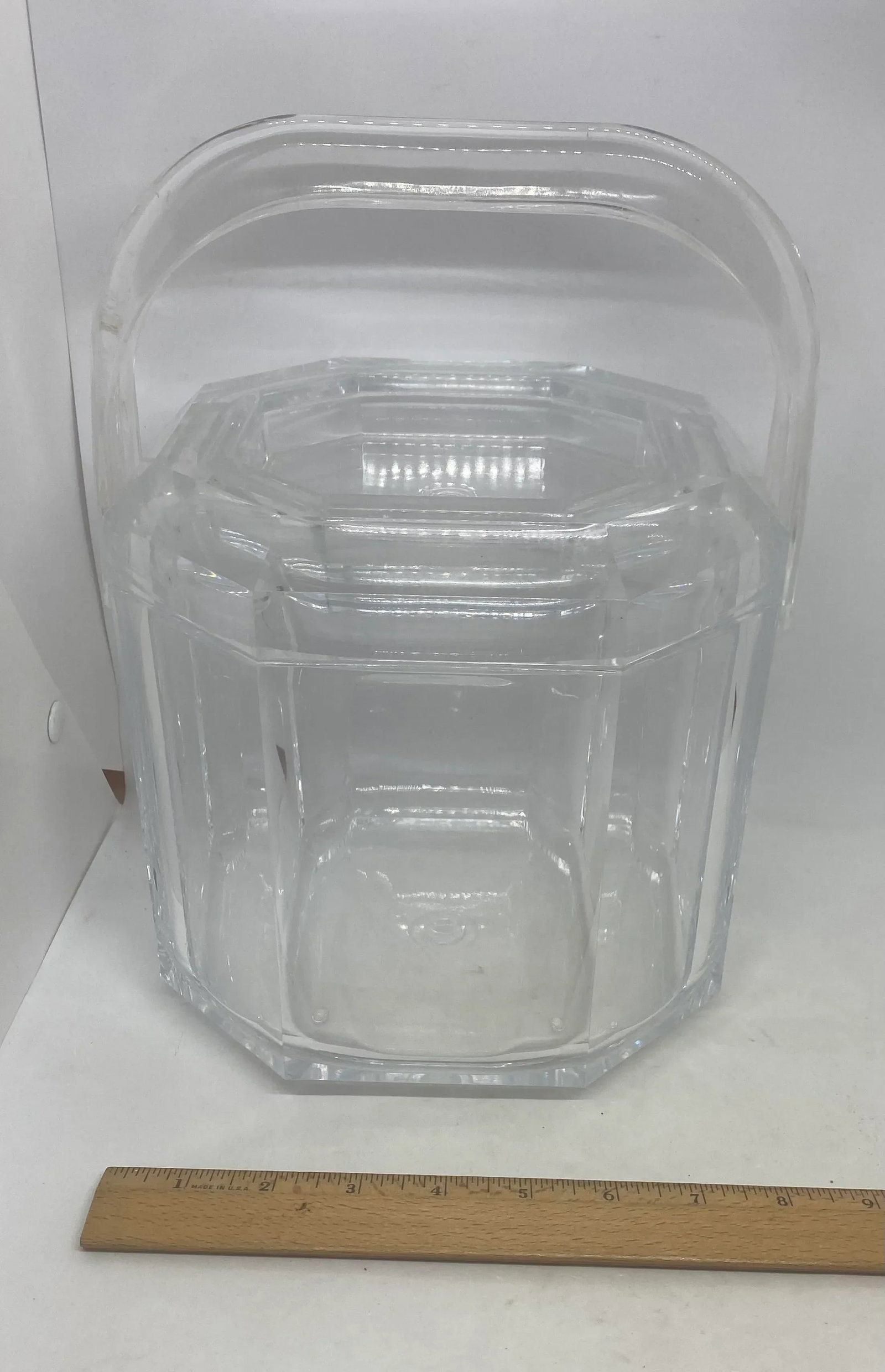 Mid Century Modern Lucite Octagon Shape Ice Bucket - 10