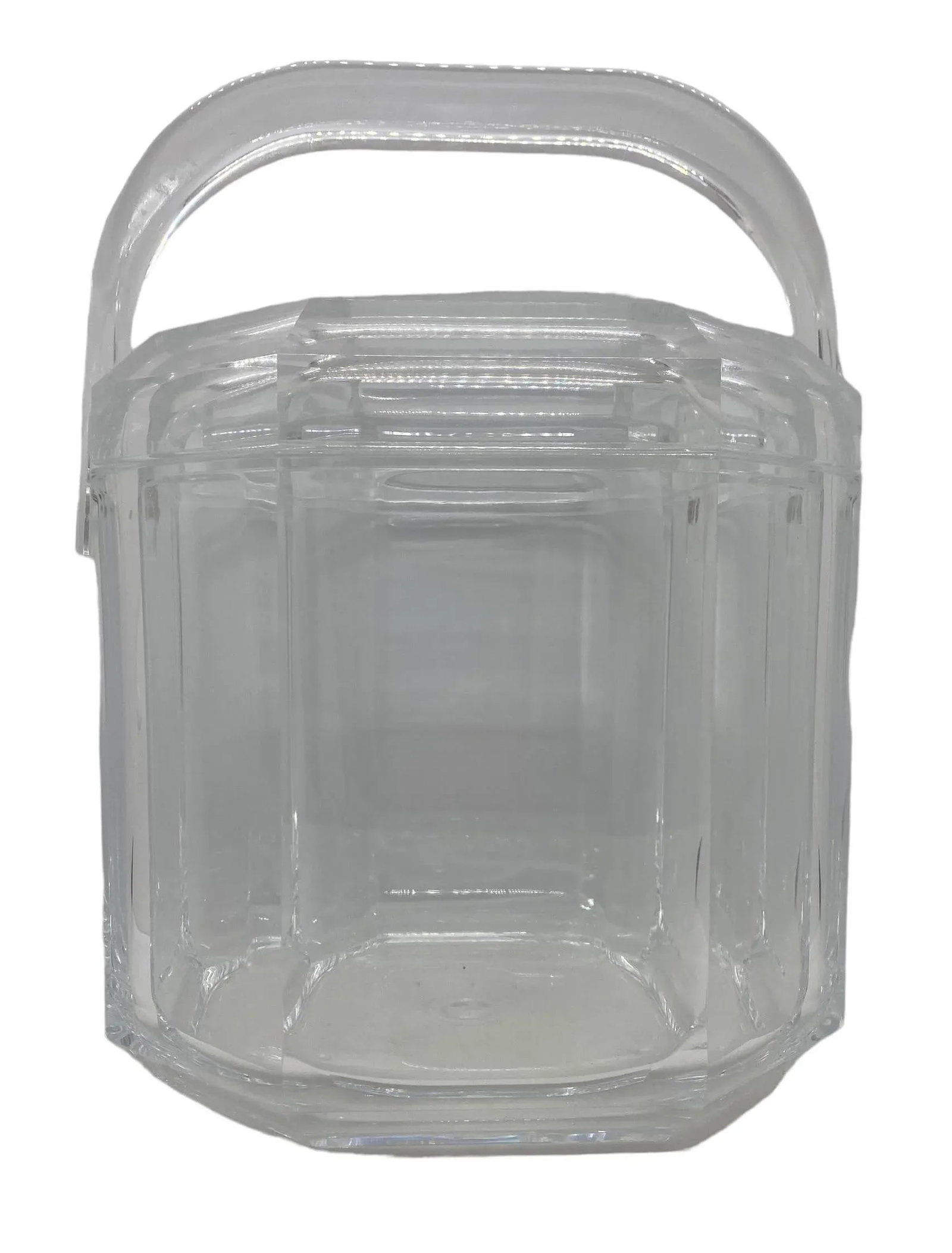 Mid Century Modern Lucite Octagon Shape Ice Bucket - 12