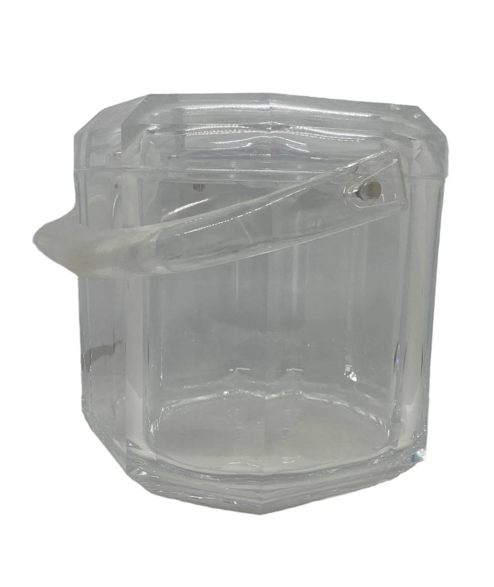 Mid Century Modern Lucite Octagon Shape Ice Bucket - 3