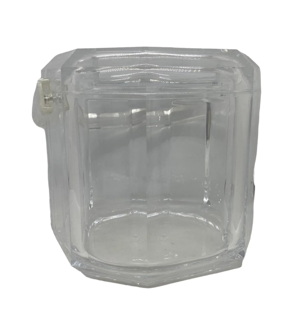 Mid Century Modern Lucite Octagon Shape Ice Bucket - 6