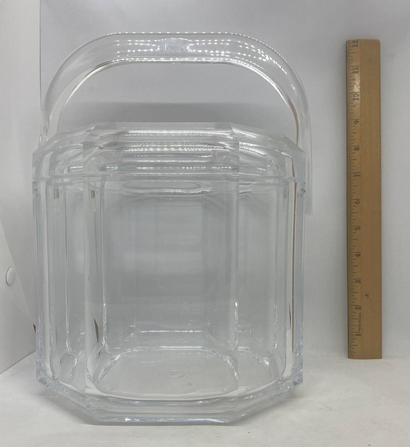 Mid Century Modern Lucite Octagon Shape Ice Bucket - 9