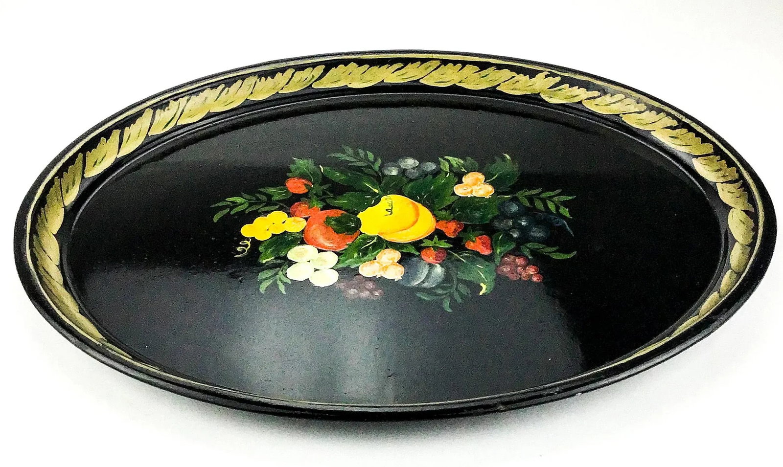 Large Hand Painted Metal Toleware Serving Tray - 13