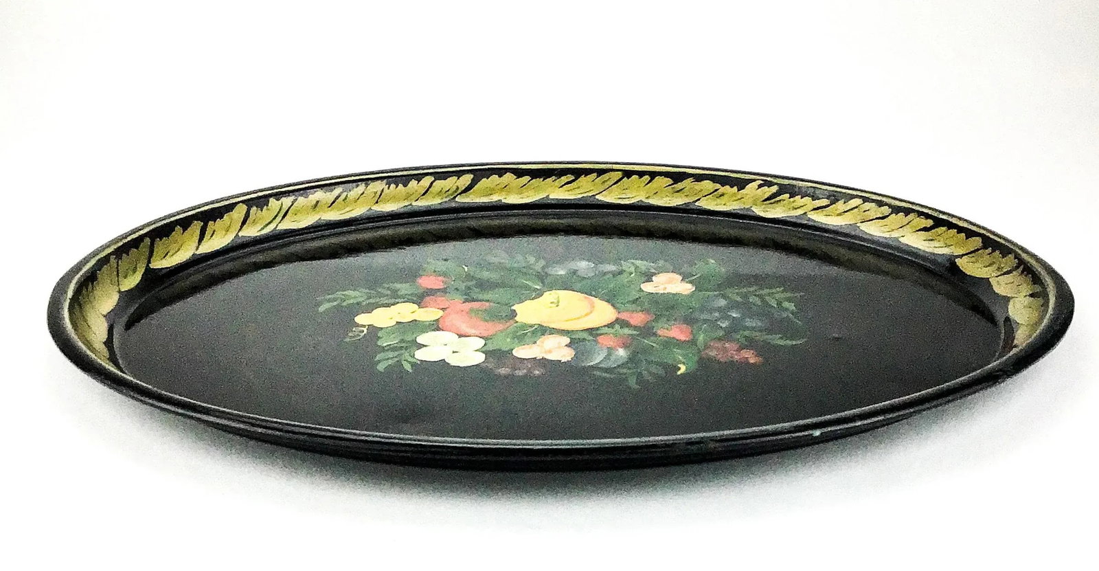 Large Hand Painted Metal Toleware Serving Tray - 3