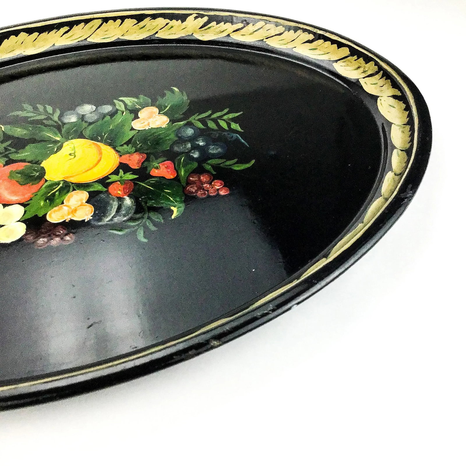 Large Hand Painted Metal Toleware Serving Tray - 5