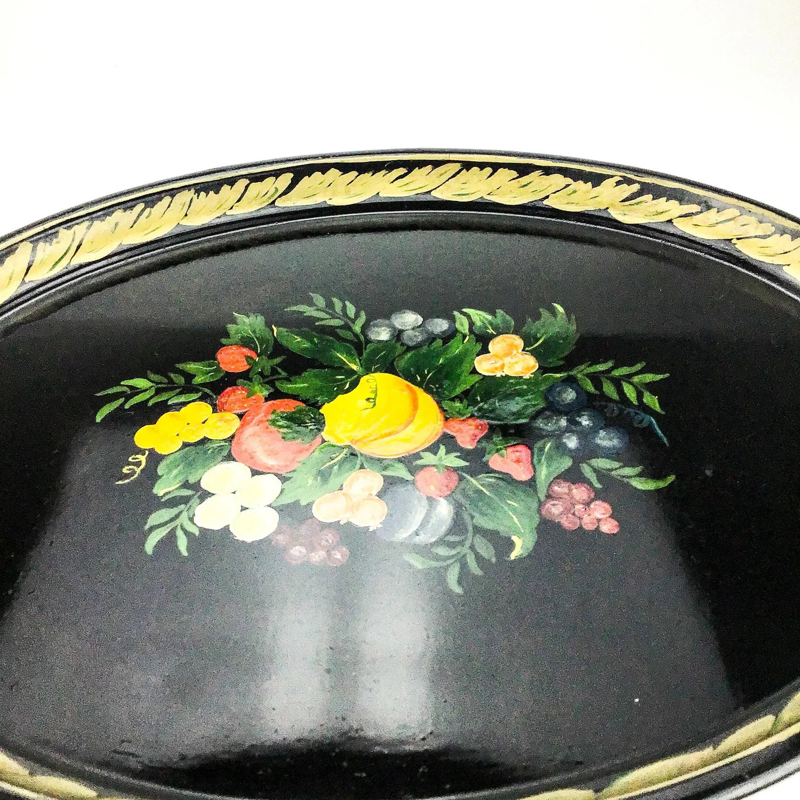 Large Hand Painted Metal Toleware Serving Tray - 6