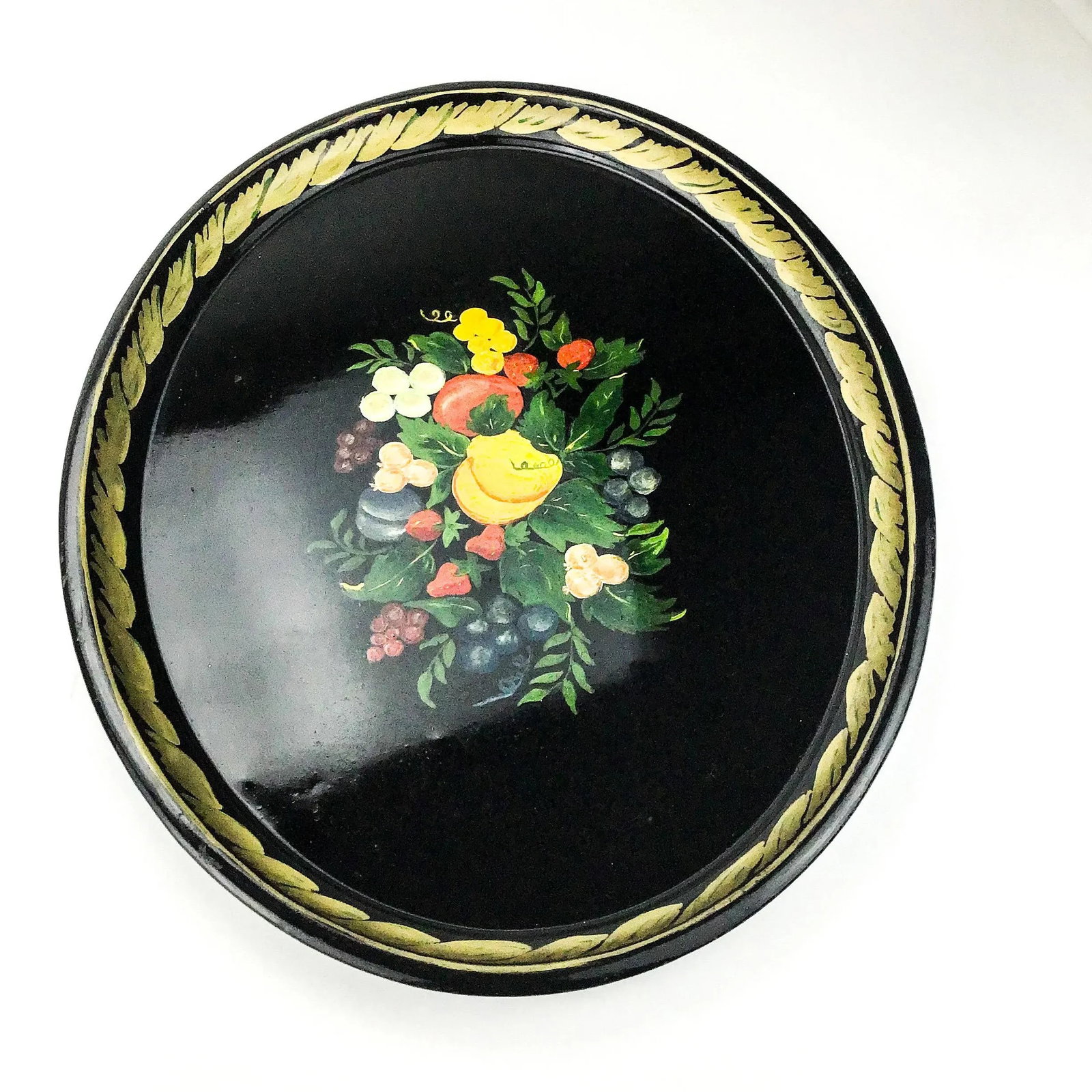 Large Hand Painted Metal Toleware Serving Tray - 7