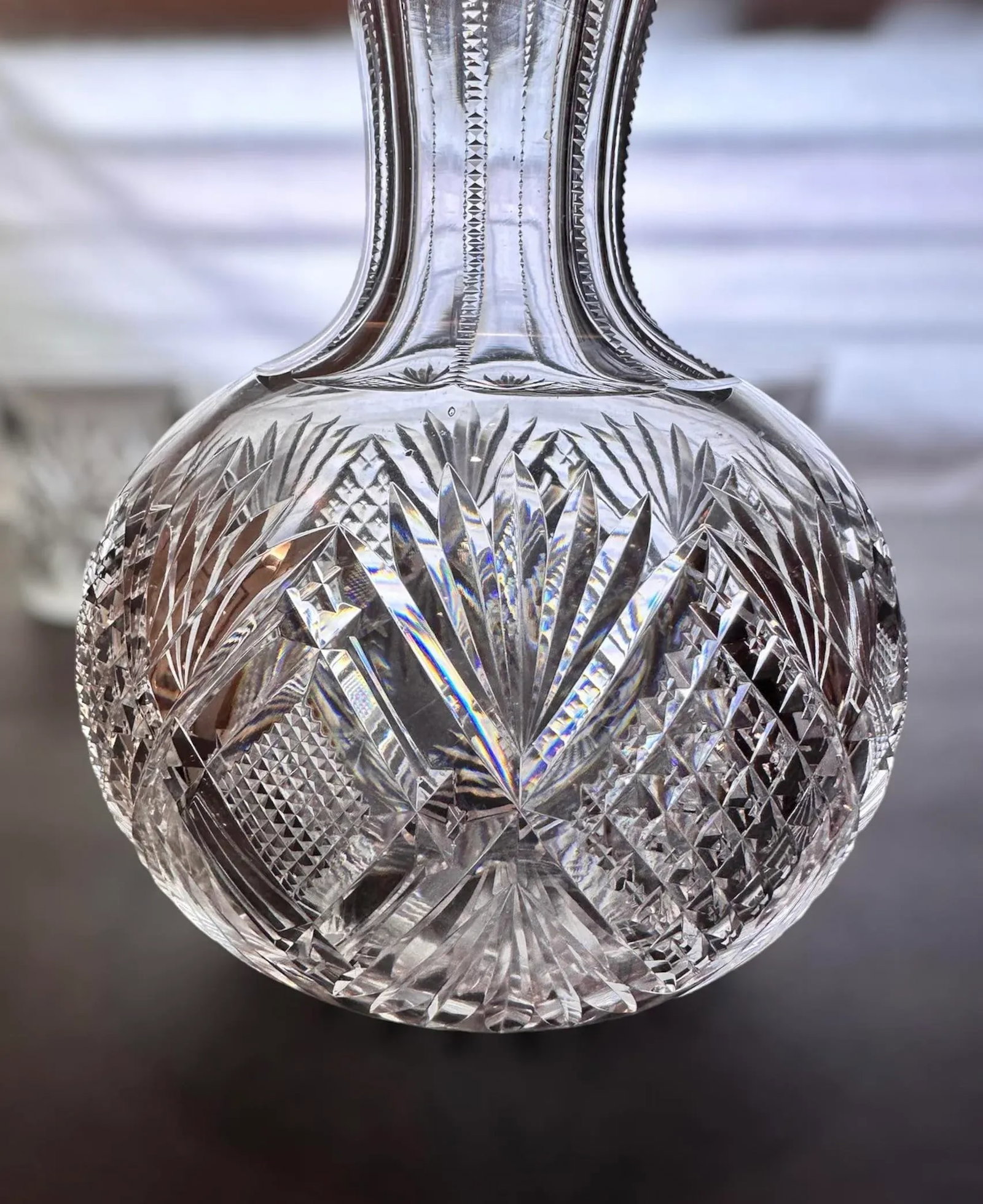 Antique American Brilliant Period Cut Crystal Carafe and Tumblers Set- 3 Pieces - 3