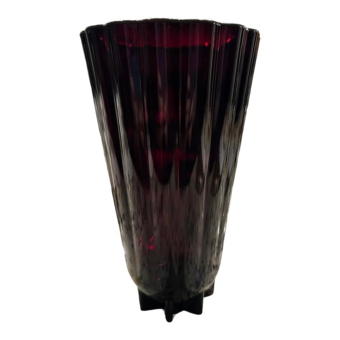 1960s Anchor Hocking Classic Royal Ruby Glass Trumpet Vase (1 of 9)