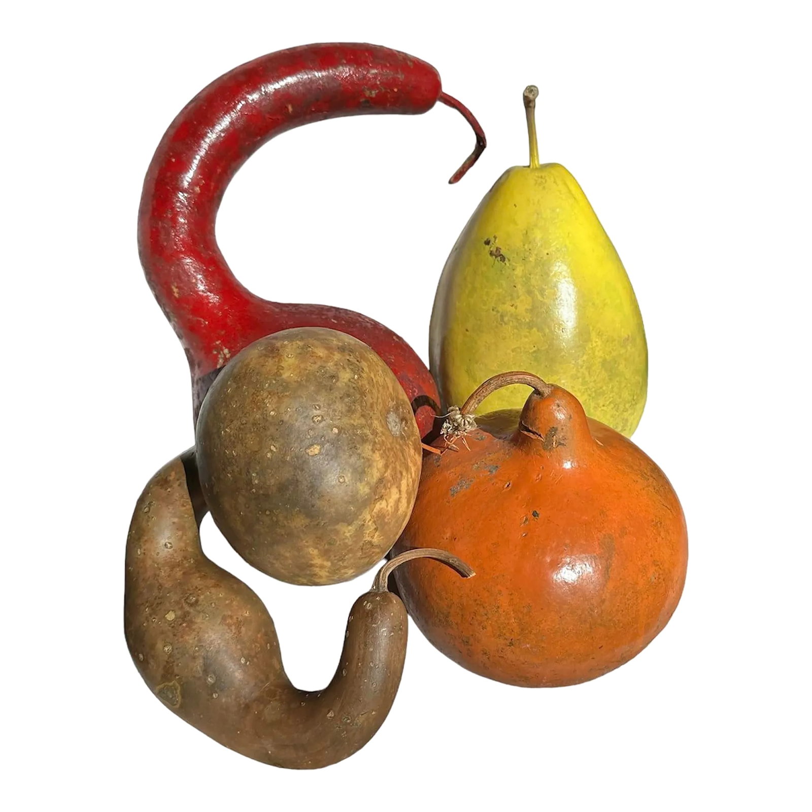 Vintage Painted and Natural Hollow Large Gourds - Set of 4: Vintage Painted and Natural Large Sized Hollow Gourds Excellent rustic and natural organic design elements for front entry, porch, console table, or centerpiece in kitchen or outdoor patio. The