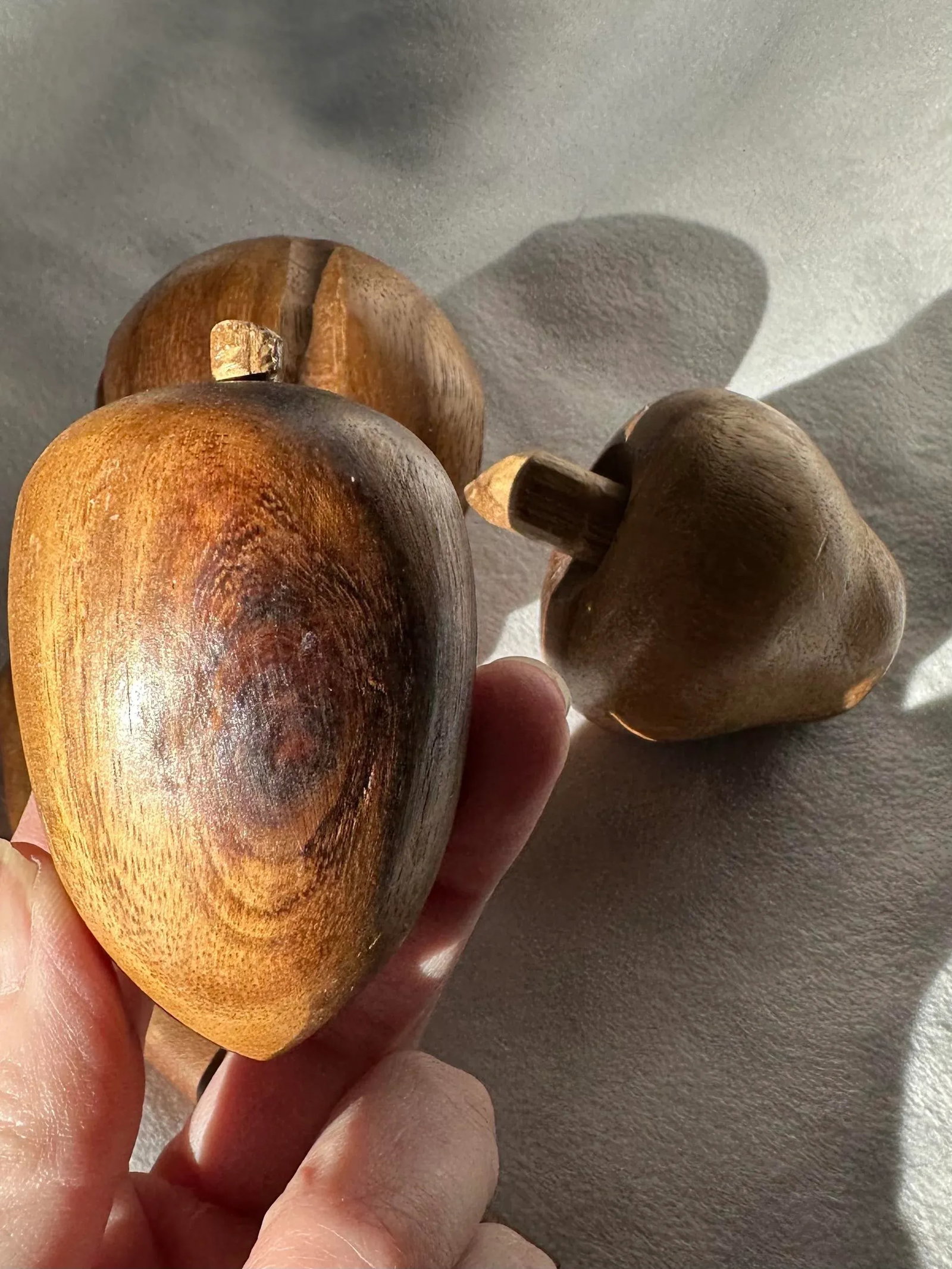 Mid Century Modern Wood Carved Fruit- Set of 9 - 11