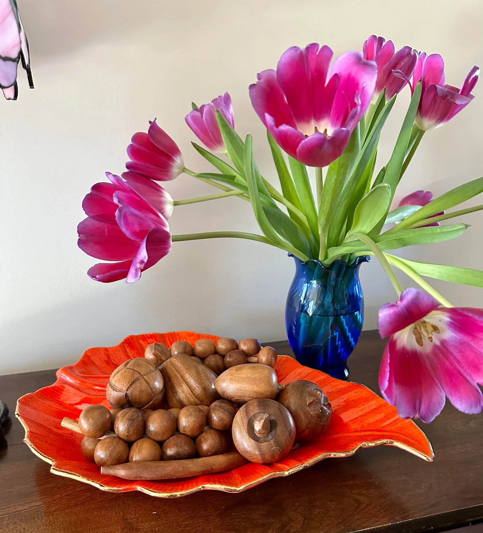 Mid Century Modern Wood Carved Fruit- Set of 9 - 2