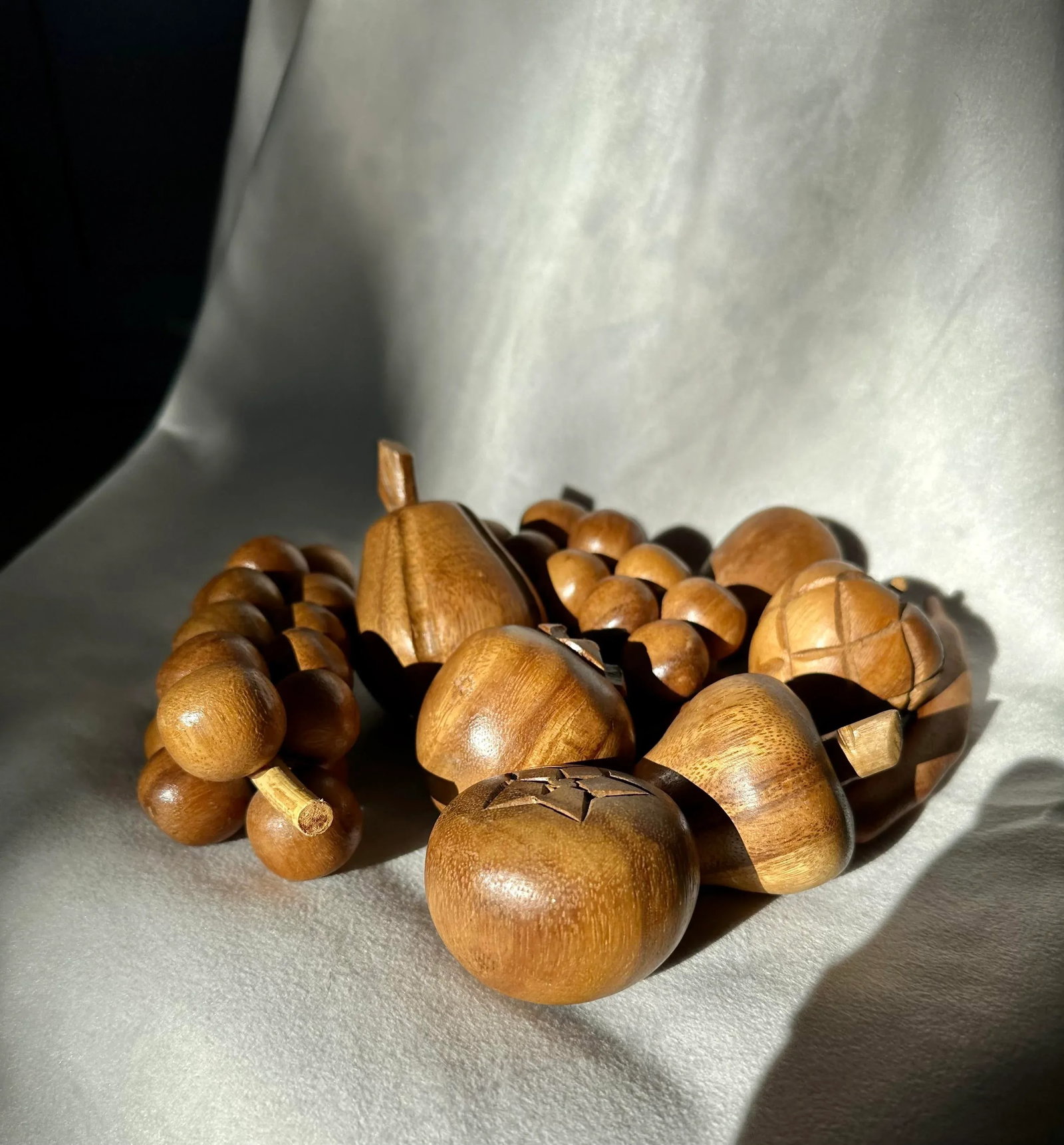 Mid Century Modern Wood Carved Fruit- Set of 9 - 6