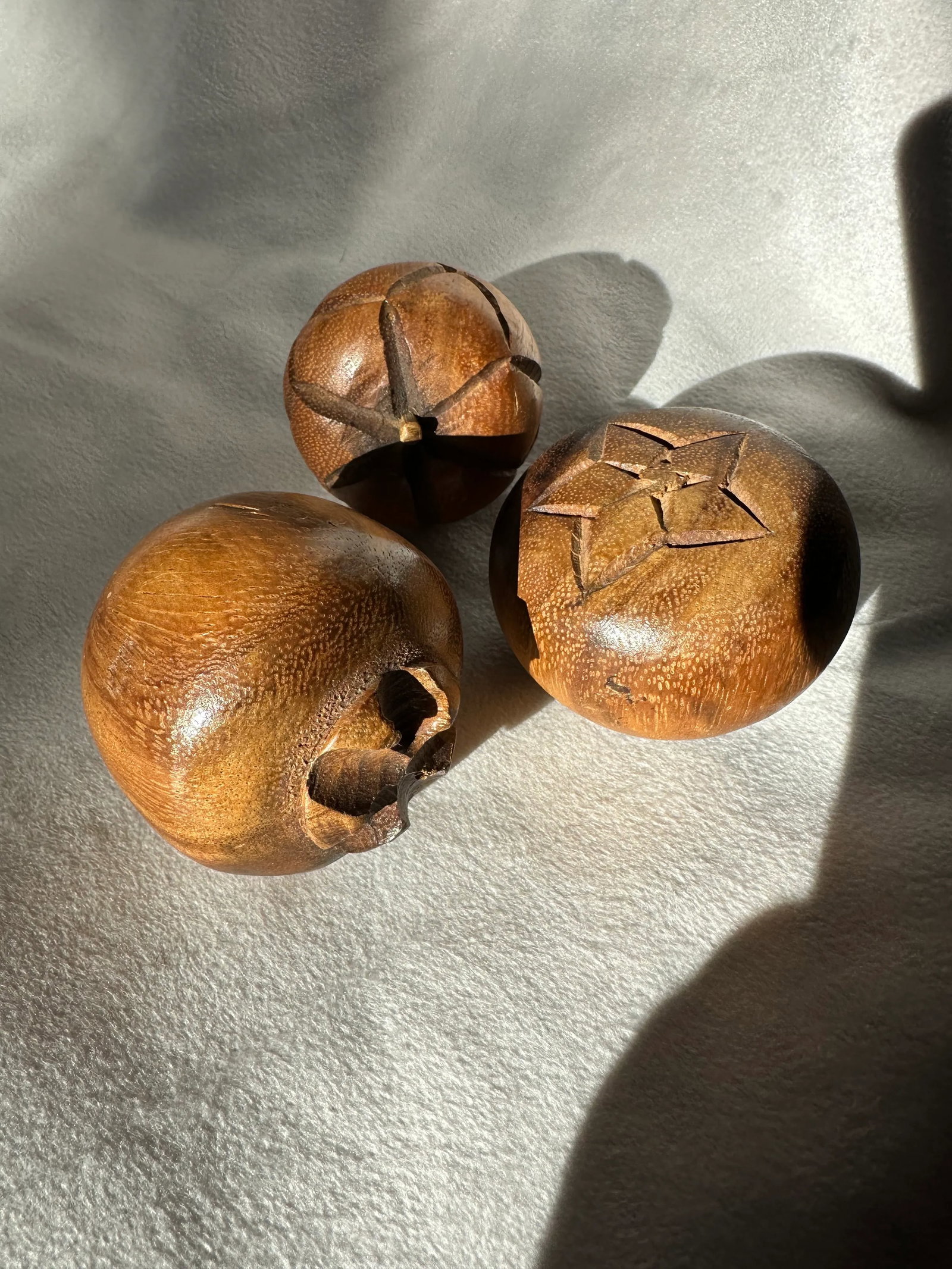 Mid Century Modern Wood Carved Fruit- Set of 9 - 8