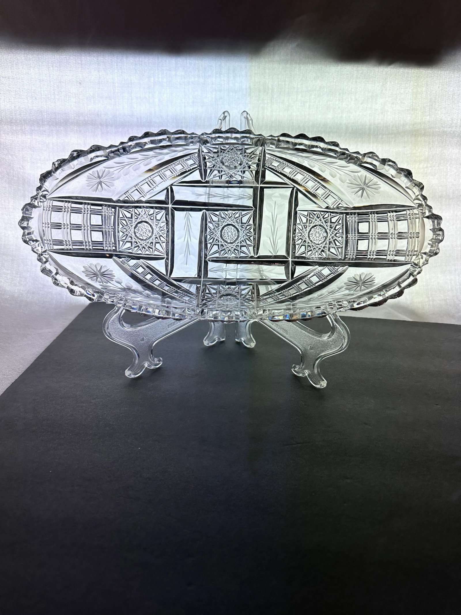 Early 20th Century American Brilliant Period Cut Crystal Celery Boat - 4