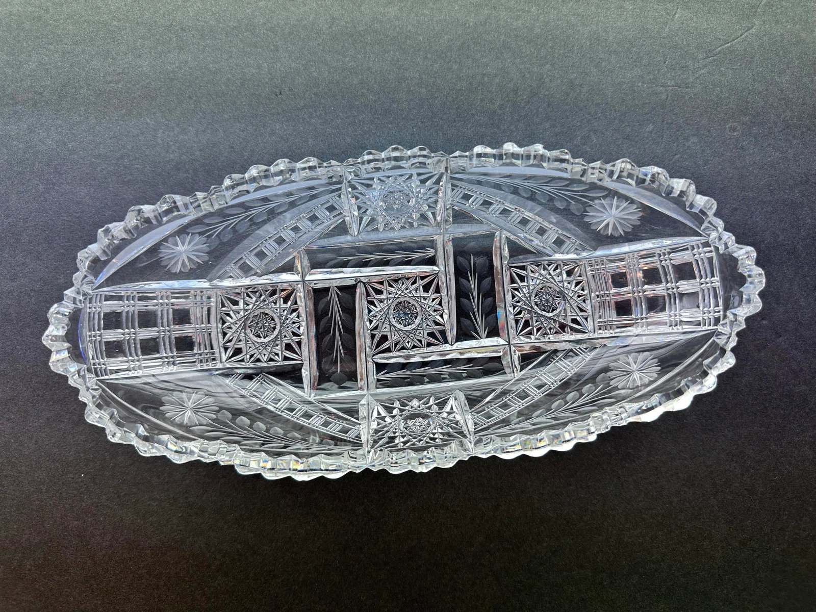 Early 20th Century American Brilliant Period Cut Crystal Celery Boat - 5