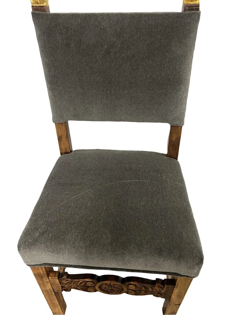 19th Century Spanish Baroque Giltwood & Mohair Upholstered Side Chair - 4