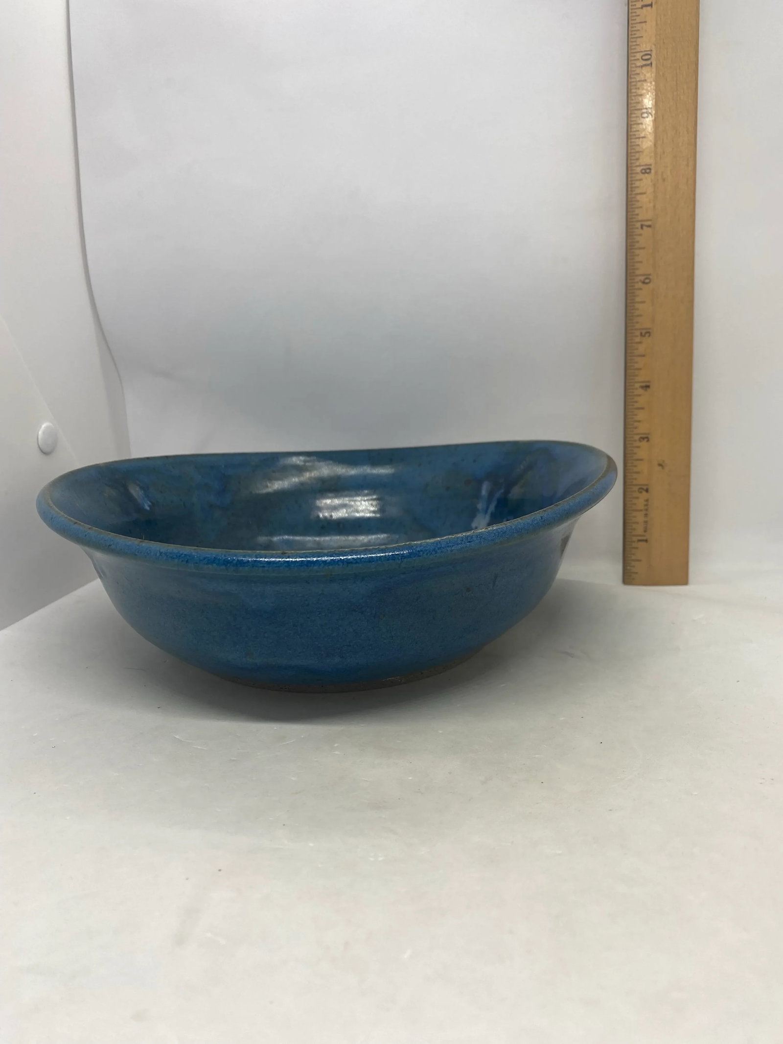 Late 20th Century Contemporary Ceramic Pottery Oblong Blue Black Bowl - 11