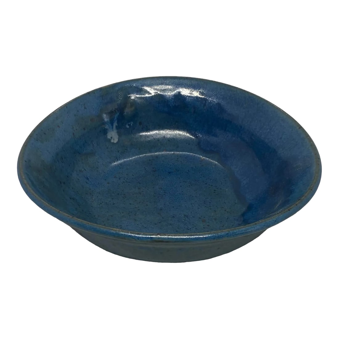 Late 20th Century Contemporary Ceramic Pottery Oblong Blue Black Bowl: Contemporary Ceramic Pottery Oblong Blue Black 9 3/4" Bowl. This beautiful bowl was hand crafted with clay, hardened by firing and painted and glazed. It has a nice oblong shape and decorated with
