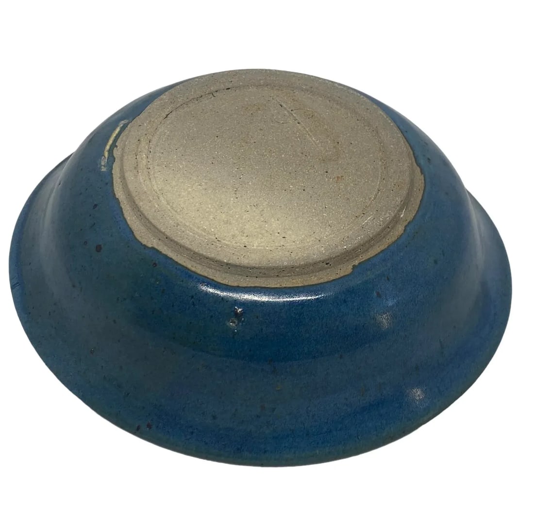 Late 20th Century Contemporary Ceramic Pottery Oblong Blue Black Bowl - 6