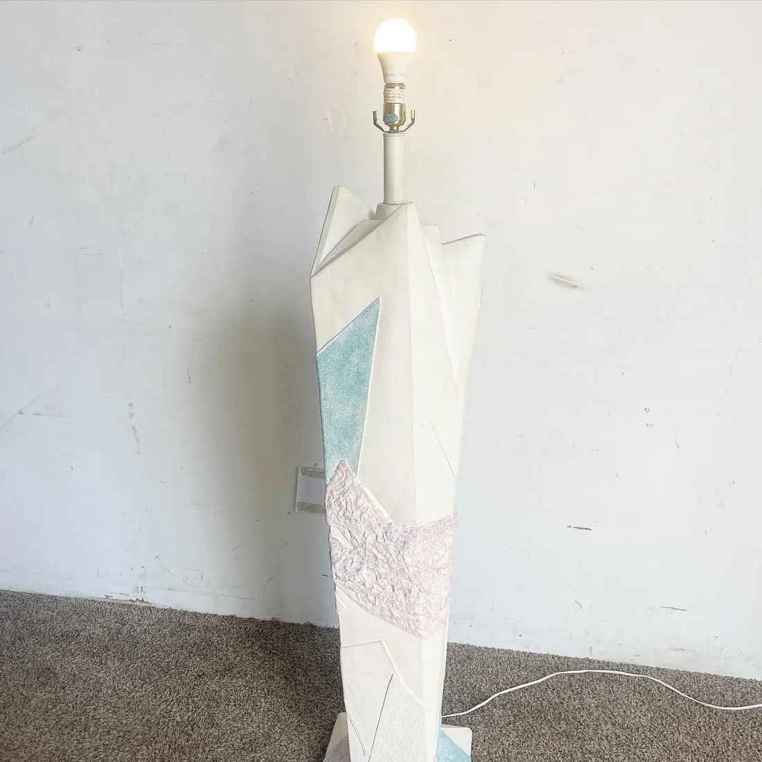 Postmodern Brutalist Green and Pink and White Floor Lamp - 3