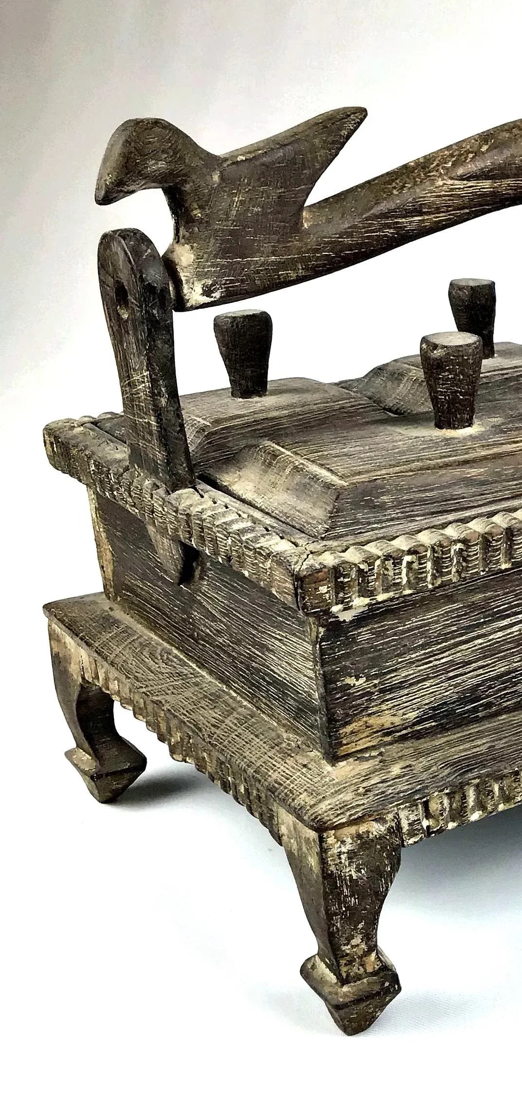 1900s Asian Hand Carved Wood Spice Box - 6