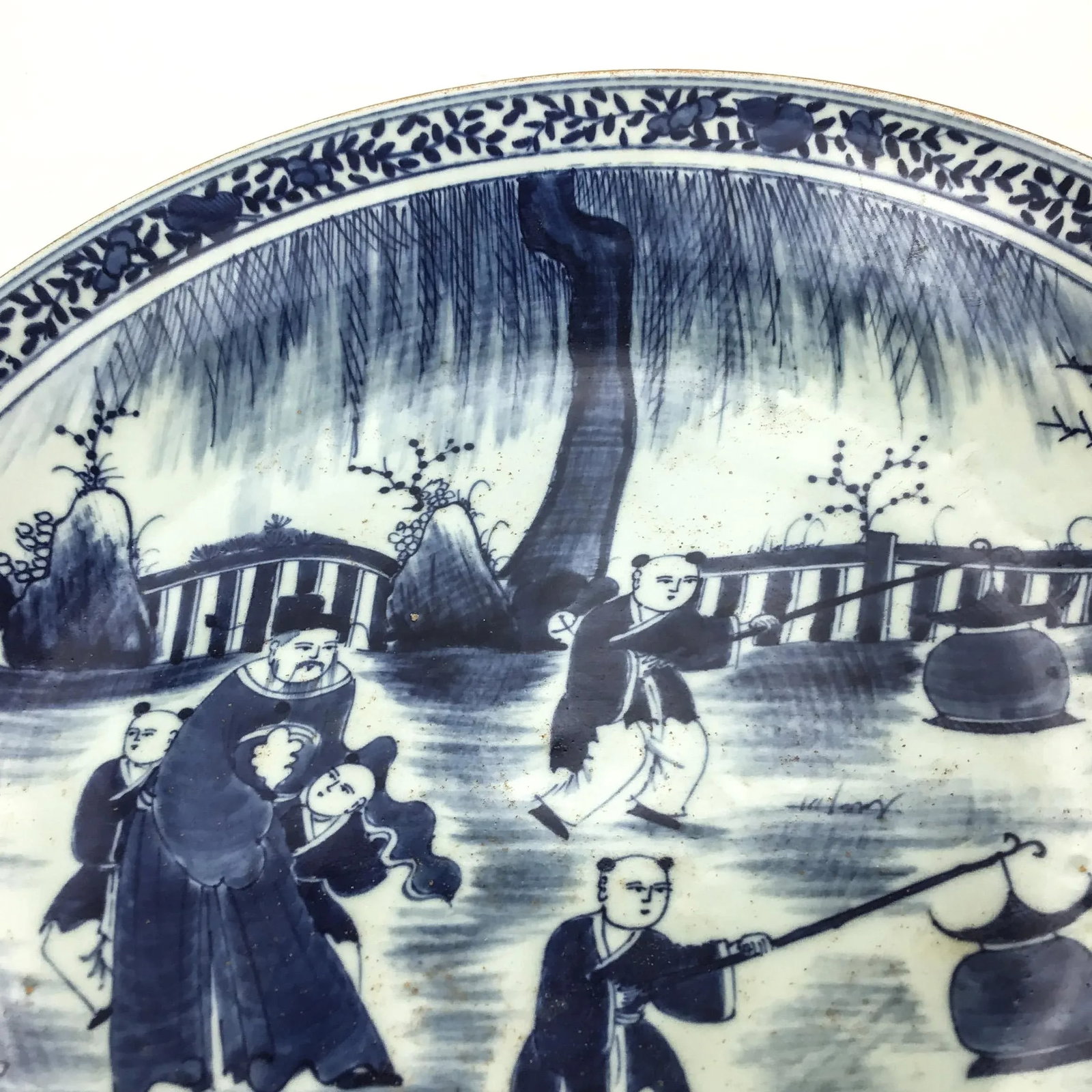 Important Large Chinese Antique Ming Cobalt Blue Underglazed Plate - 8