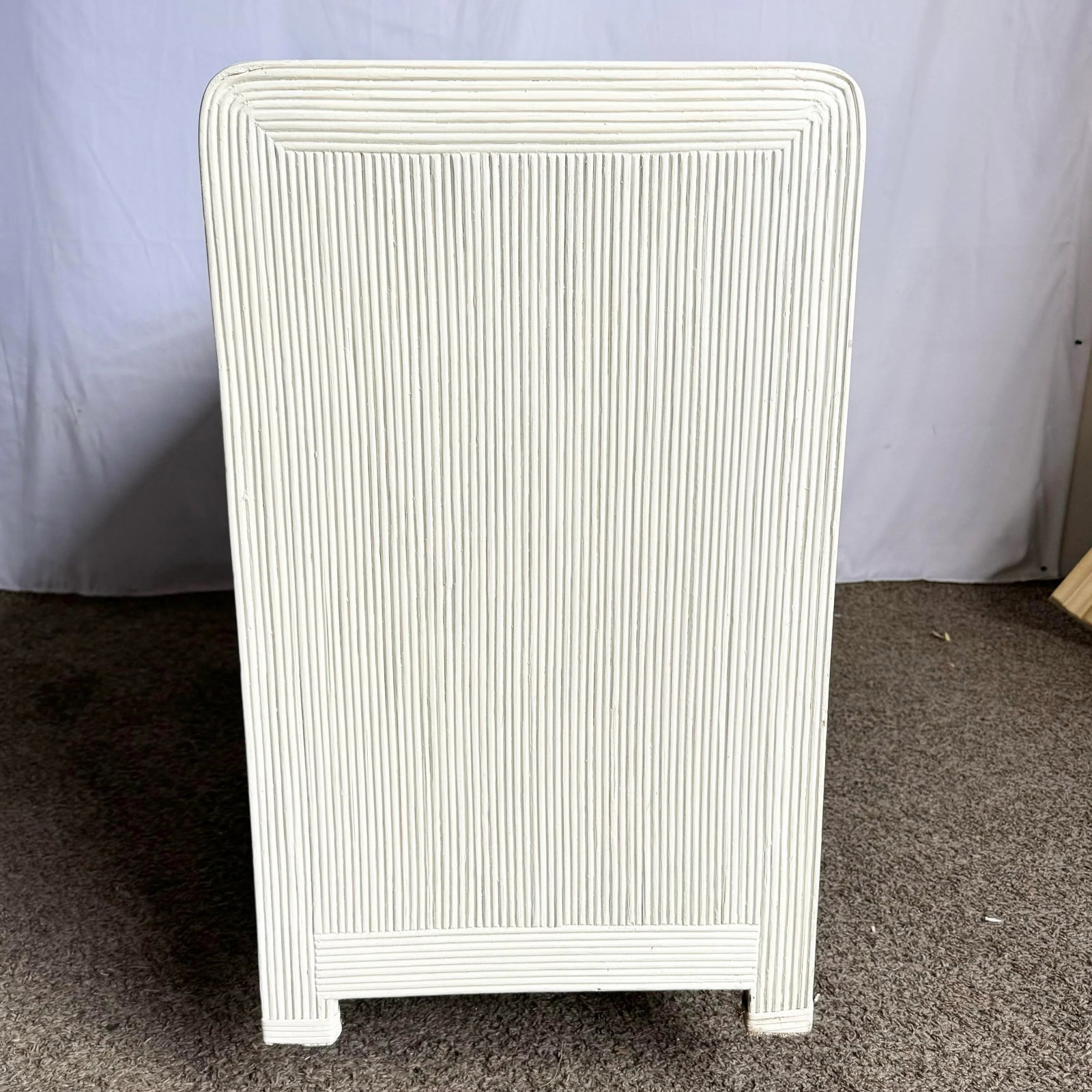 Boho Chic White Wavy Pencil Reed Dresser With Mirror - 6