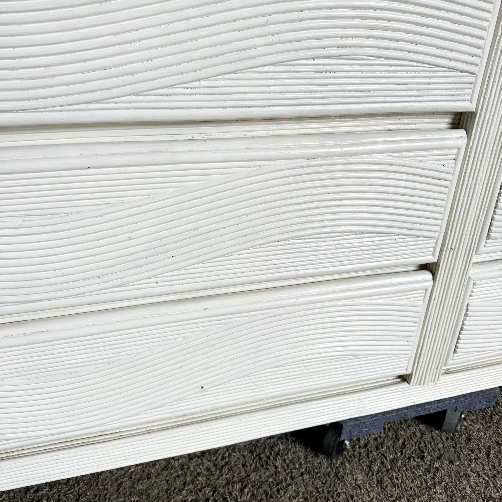 Boho Chic White Wavy Pencil Reed Dresser With Mirror - 9