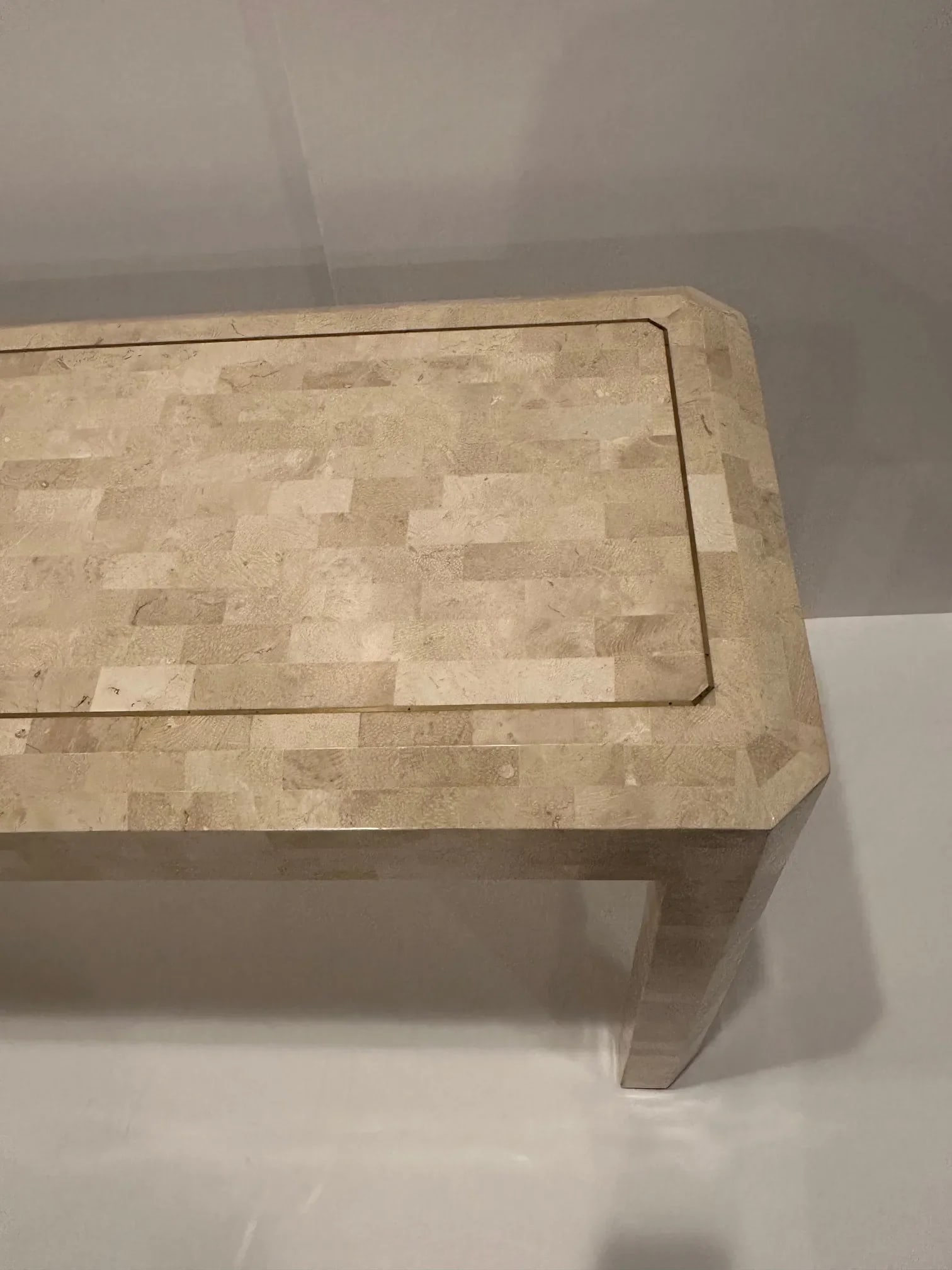 Maitland Smith Tessellated Stone and Inlaid Brass Console - 2