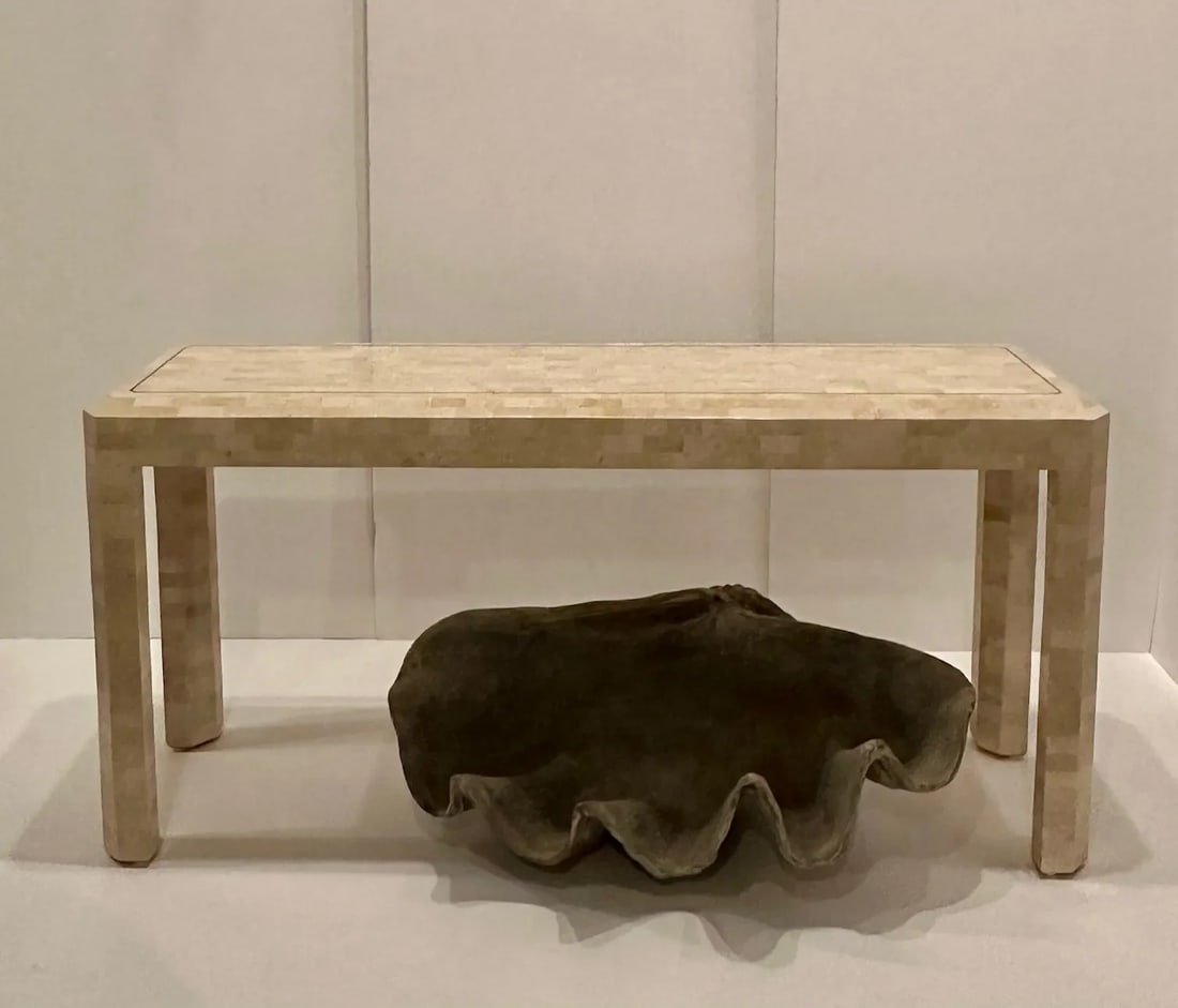Maitland Smith Tessellated Stone and Inlaid Brass Console - 5